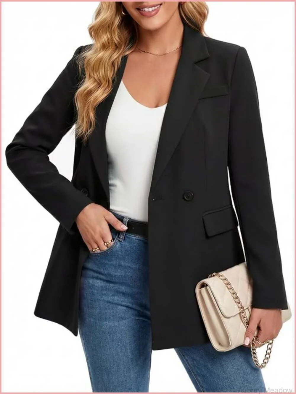 Double Breasted Blazer Suit Jacket Work Office Business Casual Lapel Oversized